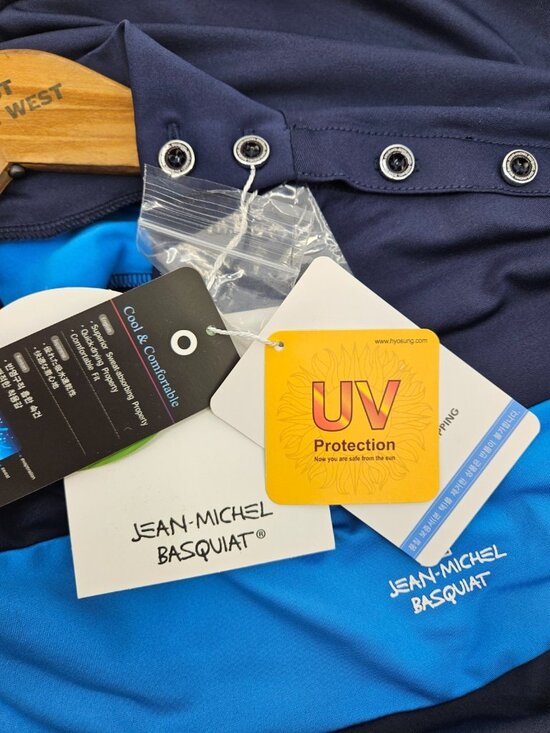 New Jean-Michel Basquiat Blue Shirt Womens 90 Aerocool UV Protection - Picture 6 of 8